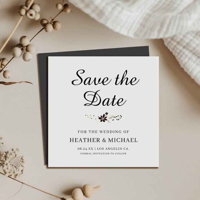 Elegant Save the Date Square Magnet Card (Make it easy for guests to remember your big day with our elegant save-the-date magnet invitation.)