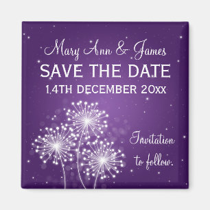 Elegant Save The Date Summer Sparkle Purple Magnet