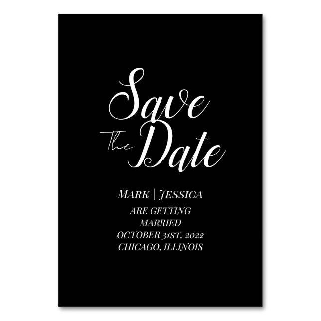 Elegant Save The Date Table Card (Front)