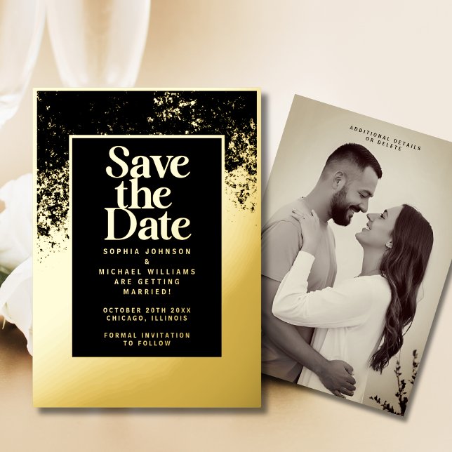 Elegant Save the Date Template Photo Gold Foil (Creator Uploaded)
