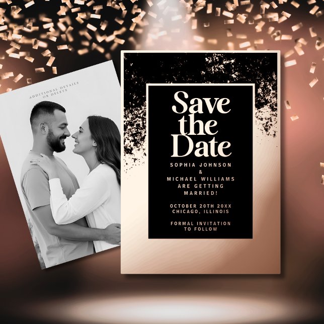 Elegant Save the Date Template Photo Rose Gold (Creator Uploaded)