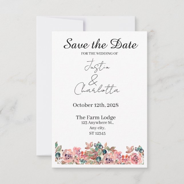 Elegant Save the Date Wedding Card (Front)