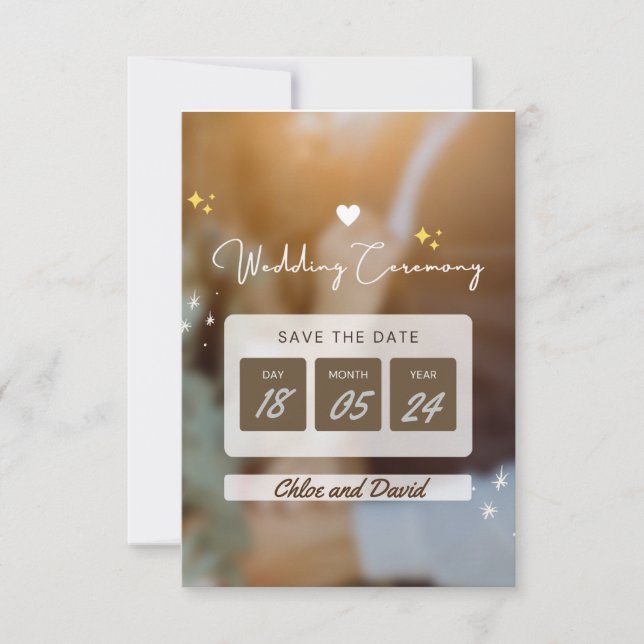 Elegant "Save The Date" Wedding card - editable (Front)