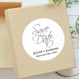 Elegant Save The Date Wedding Envelope  Classic Round Sticker