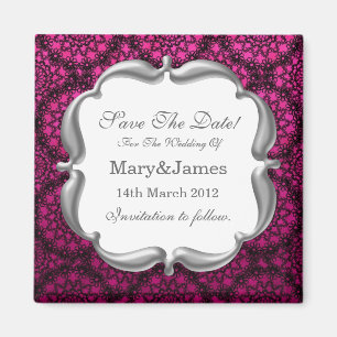 Elegant Save The Date Wedding Mod Lace Pink Magnet