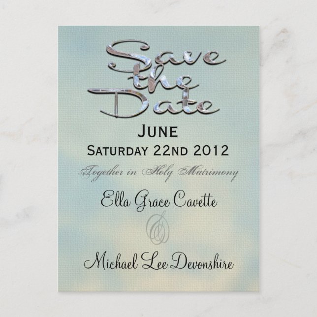 Elegant Save the Date Wedding Reminder Announcement Postcard (Front)