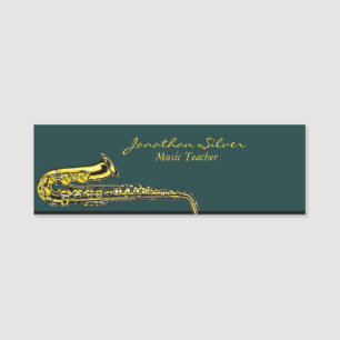 Elegant Saxophone Music Teacher Name Tag