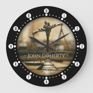 Elegant Scales of Justice   Lawyers Name Large Clock