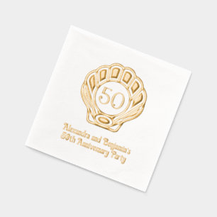 Elegant Scallop Shell Seashell Anniversary Party Foil Napkins