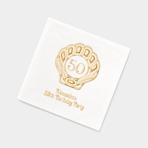 Elegant Scallop Shell Seashell Birthday Party Foil Napkins