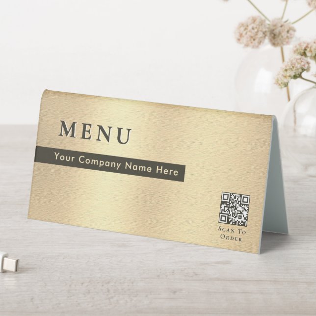 Elegant Scan to Order Menu QR Code Shiny Gold (In SItu (Table))