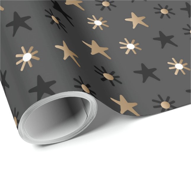Elegant Scandi Christmas Gold & Black Wrapping  Wr Paper (Roll Corner)