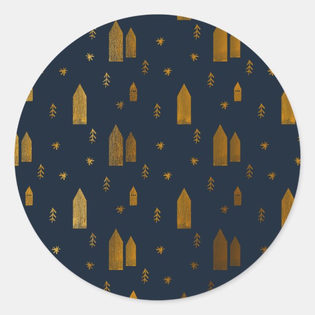 Elegant Scandinavian Christmas   Classic Round Sticker (Front)