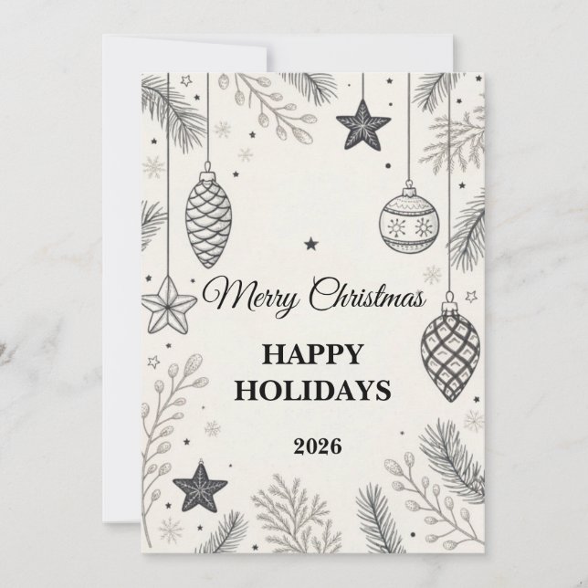 Elegant Scandinavian Christmas Greeting Card (Front)
