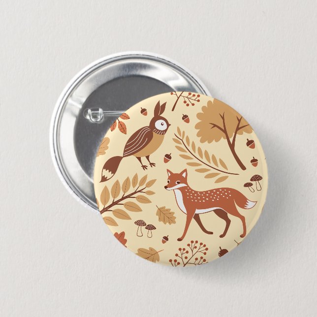 Elegant Scandinavian Fall Pattern 6 Cm Round Badge (Front & Back)