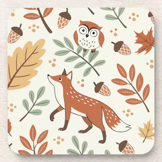 Elegant Scandinavian Fall Pattern Coaster (Front)