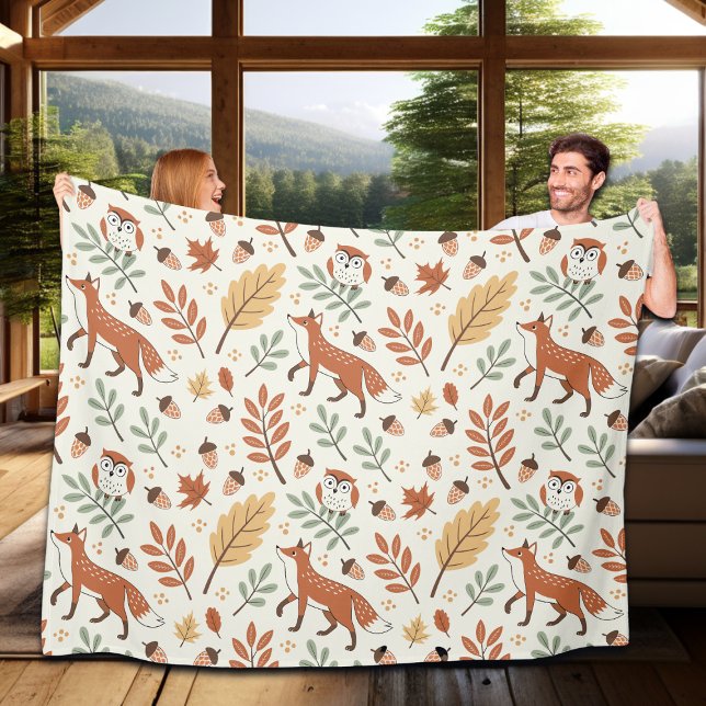 Elegant Scandinavian Fall Pattern Fleece Blanket (Creator Uploaded)