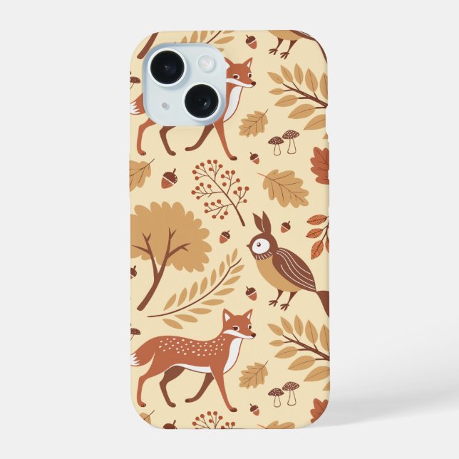 Elegant Scandinavian Fall Pattern iPhone 15 Case (Back)