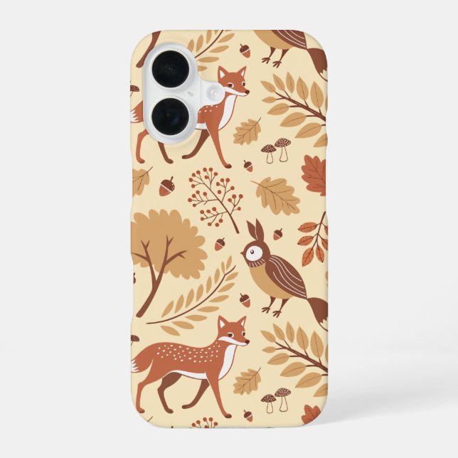Elegant Scandinavian Fall Pattern iPhone 16 Case (Back)