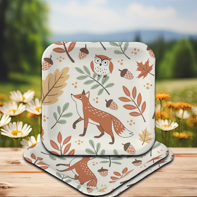 Elegant Scandinavian Fall Pattern Paper Plate (Creator Uploaded)