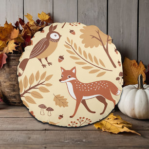Elegant Scandinavian Fall Pattern Round Cushion