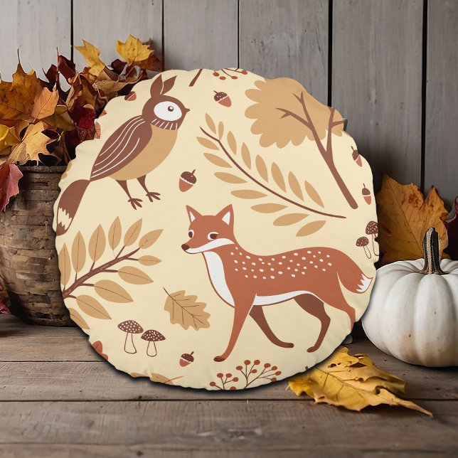 Elegant Scandinavian Fall Pattern Round Cushion (Creator Uploaded)