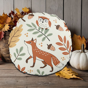 Elegant Scandinavian Fall Pattern Round Cushion
