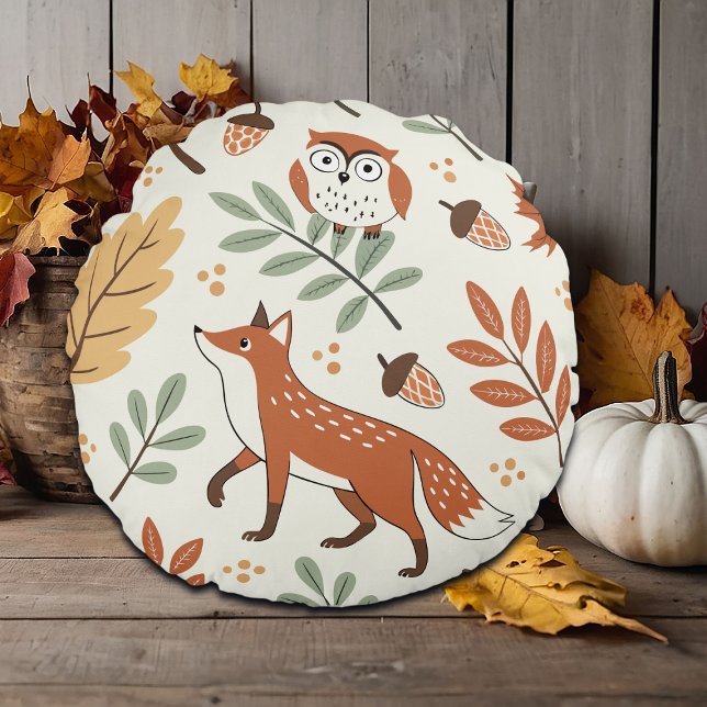 Elegant Scandinavian Fall Pattern Round Cushion (Creator Uploaded)