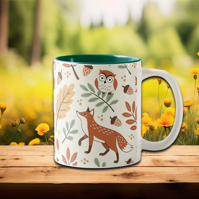 Elegant Scandinavian Fall Pattern Two-Tone Coffee Mug (Creator Uploaded)