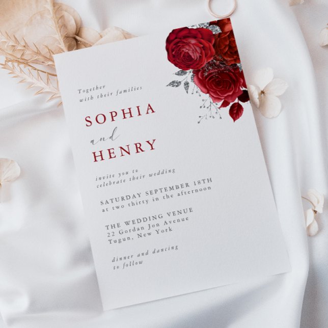 Elegant Scarlet Bloom Wedding Invitation (Creator Uploaded)
