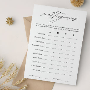 Elegant Scattergories Bridal Shower Game Card