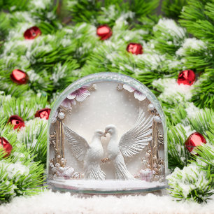 Elegant Scene of White Doves Snowglobe