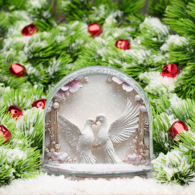 Elegant Scene of White Doves Snowglobe (Christmas)