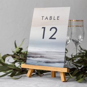 Elegant Scenic Abstract Landscape Winter Wedding Table Number