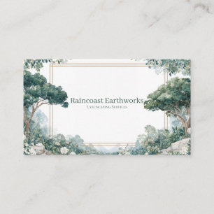 Elegant Scenic Garden White Floral Gold Frame  Business Card