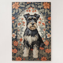 Elegant Schnauzer William Morris Inspired Floral