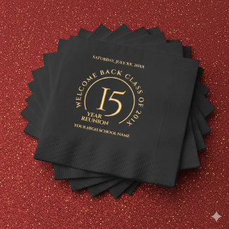 Elegant School College University 15-Year Reunion Foil Napkins