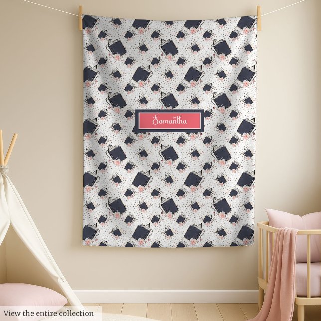 Elegant school throw in pastel colours for girls fleece blanket (Elegant school throw in pastel colors for girls Fleece Blanket)