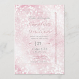 Elegant Scintillant Pink Glitter bokeh Sparkles Invitation