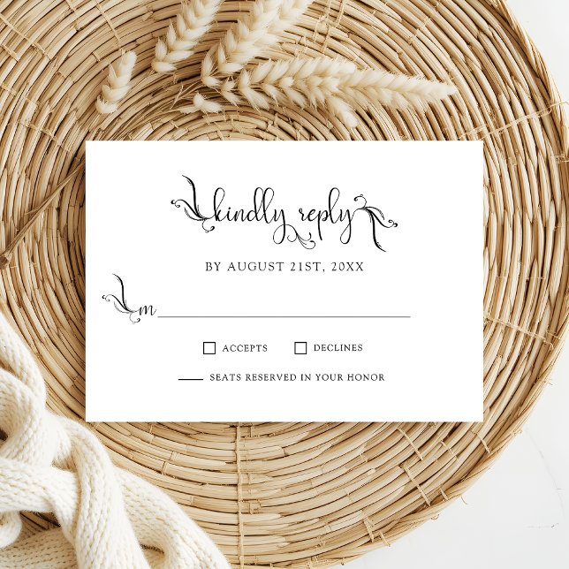 Elegant Scipt Wedding Kindly Replay RSVP Cards (Creator Uploaded)