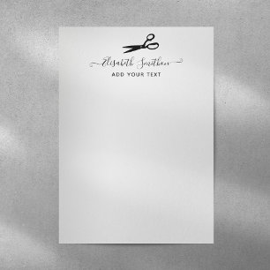 Elegant Scissors Hairdresser Personal Stationery Custom Letterhead