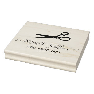 Elegant Scissors Hairdresser Personal Stationery Rubber Stamp