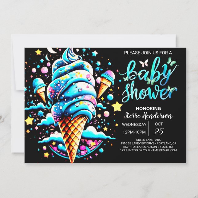 Elegant Scoop Ice Cream Boy Baby Shower Invitation (Front)