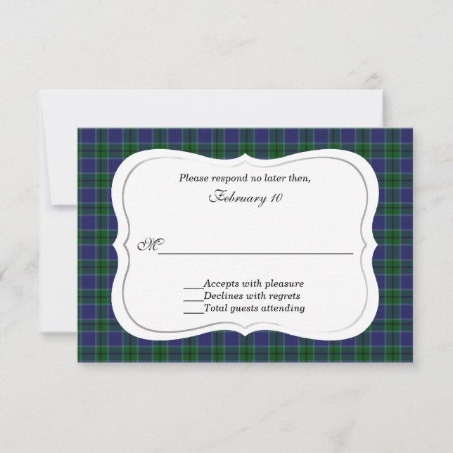 Elegant Scott Clan Tartan Wedding RSVP (Front)
