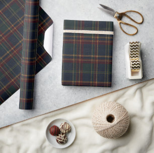 Elegant Scottish Classic Navy Tartan Plaid Wrapping Paper
