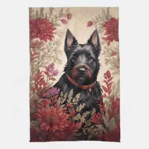 Elegant Scottish Terrier Dog Portrait  Tea Towel