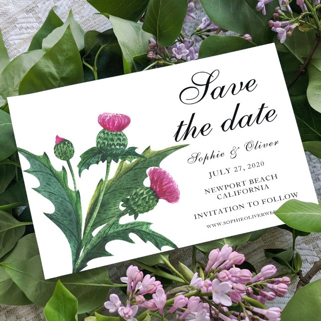 Elegant Scottish Thistle Floral Save The Date (Creator Uploaded)