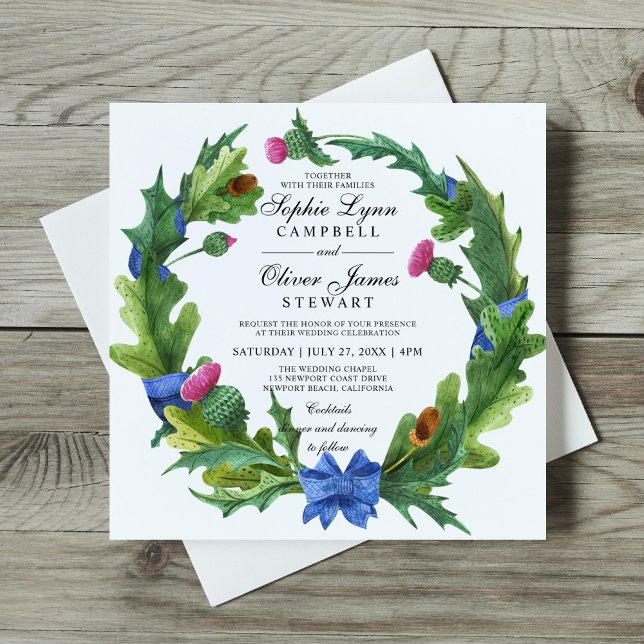 Elegant Scottish Thistle Floral Wedding Invitation (Creator Uploaded)