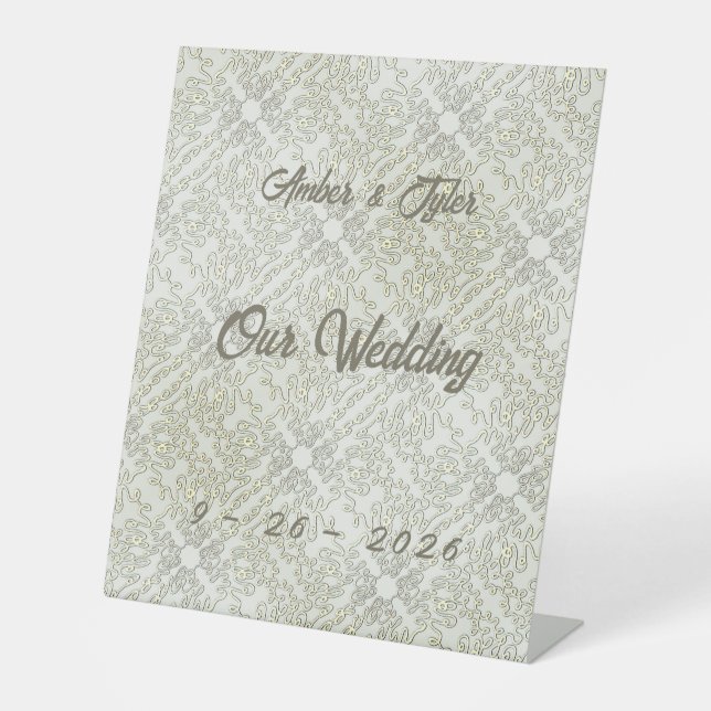Elegant Scribble Pattern Pedestal Sign (Front)