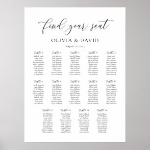 Elegant Script 14 table Seating Chart